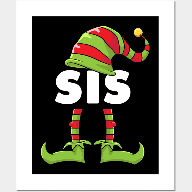 Sister Elf Funny Matching Christmas Costume Family Wall Art by teeleoshirts